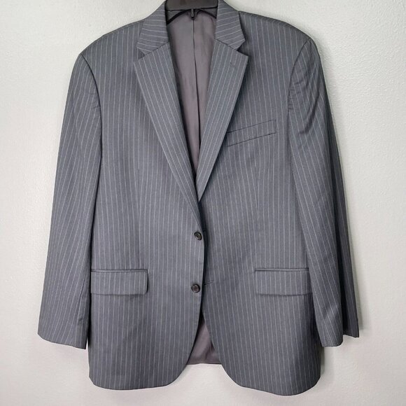 Lauren Ralph Lauren Sport Coat Mens 42R Stripe Gray Blazer Suit Jacket 100% Wool - Picture 1 of 11